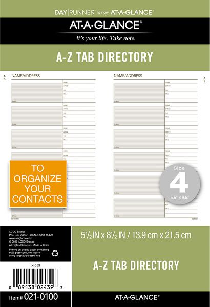 Recycled Telephone/Address A-Z Tabs (021-0100) (Item # 021-0100)