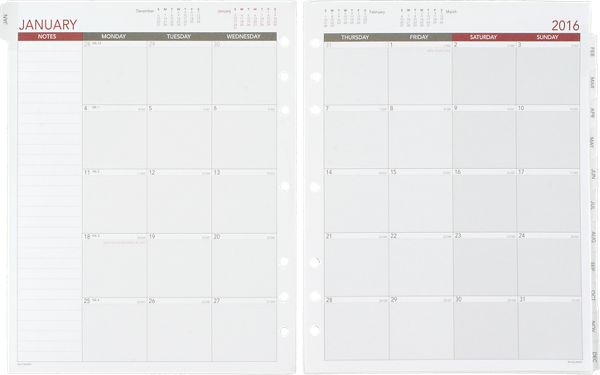 2016 Monthly Planner Refill - Size 5 (068-685Y_16) (Item # 068-685Y_16)