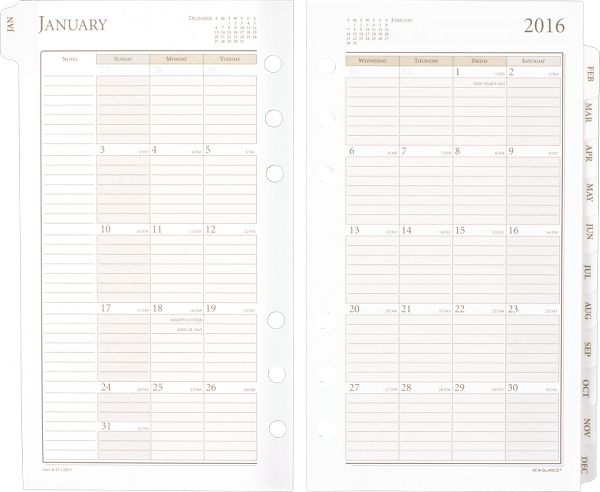 2016 Weekly Planner Refill (471-285Y_16) (Item # 471-285Y_16)