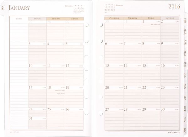 2016 Vertical Weekly Planner Refill (481-485_16) (Item # 481-485_16)