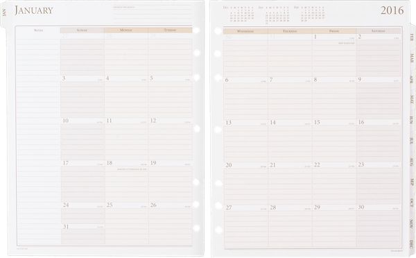 2016 Vertical Weekly Planner Refill (491-485_16) (Item # 491-485_16)